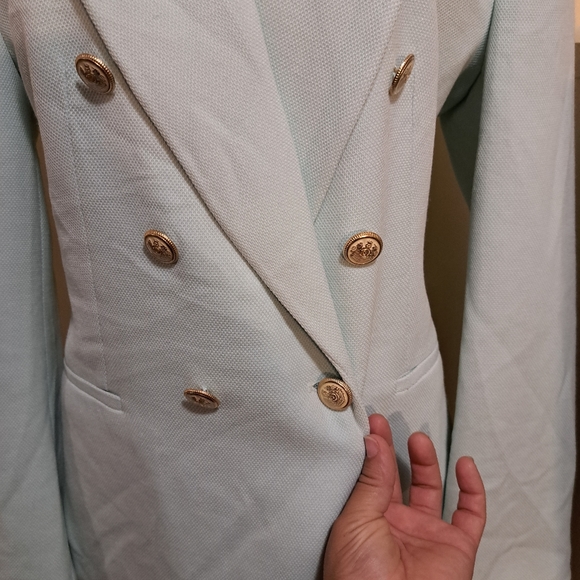 Zara minty green Double Breasted blazer jacket XL - Picture 5 of 9